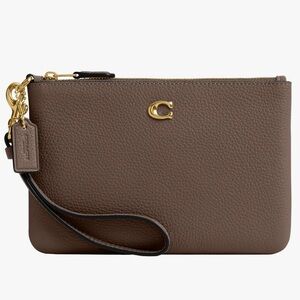 Coach Brown Wristlet with Gold Accents